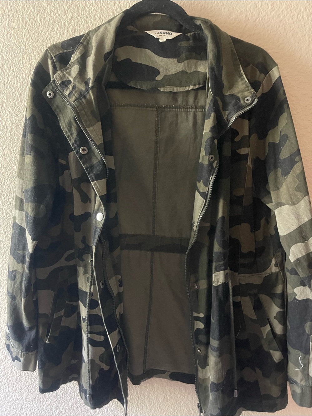 Ci Sono Camouflage Jacket in Green and Black